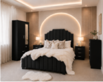 Modern Double Bedroom Furniture Set – Double Bed, 2 Door Mirror Wardrobe with 2 Drawers, 5 Drawer Chest & Bedside Tables - Image 2
