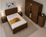 Modern King Size Bedroom Set - with Five Door Wardrobe With Four Drawer - Chest of Five Drawers With Two Bed Side Table - Image 3