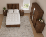 Complete Family Bedroom Package – Walnut Color Bed, Chest Of Drawers, Wardrobe - Image 3
