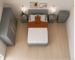 Modern Grey King Size Bedroom Furniture Set - Six Door Wardrobe With Full Length Mirrors - Five Drawer Chest - Two Bedside Tables - Image 4