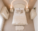 Complete Cream Bedroom Furniture Package – Double Bed, 2 Door Mirror Wardrobe with Storage Drawers, 5 Drawer Chest & 2 Side Tables - Image 3