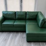 Green Modern 4 Seater Leather Sofa
