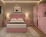 Contemporary Bedroom Set - King Size Bed Frame - Six Door Wardrobe - Five Drawer Chest - Two Bedside Tables - Image 3