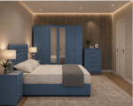 Stylish King Bed Room Set - Six Door Wardrobe - Chest of Five Drawers - Two Bedside Tables - Image 2