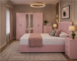 Modern Bedroom Collection - King Size Bed - 6 Door Mirror Wardrobe - Chest of Five Drawers - Two Bedside Cabinets - Image 2