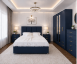 Complete King Bed Furniture Package - Six Door Wardrobe With Four Drawer - Chest of Five Drawers With Two Bed Side Table - Image 4