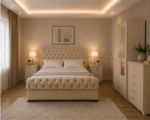 Modern Home Bedroom Set – Double Bed, 2 Door Mirrored Wardrobe with Storage Drawers, 5 Drawer Chest & Side Tables - Image 5