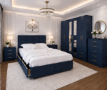 Complete King Bed Furniture Package - Six Door Wardrobe With Four Drawer - Chest of Five Drawers With Two Bed Side Table