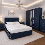 Complete King Bed Furniture Package - Six Door Wardrobe With Four Drawer - Chest of Five Drawers With Two Bed Side Table