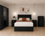 Premium Bedroom Furniture Collection – King Size Bed with Storage – Mirrored Wardrobe – 5 Drawer Chest – Bedside Units - Image 2