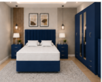 Complete King Bedroom Set – Six Door Mirrored Wardrobe with Four Drawers – Chest of Five Drawers – Two Bedside Tables - Image 3