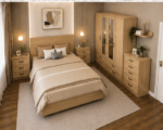 Elegant oak Bedroom Set Including Wardrobe, Chest of drawers & Bedside tables - Image 2
