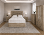 Luxury Vintage Bedroom Furniture Collection Featuring 4 Door Wardrobe, Storage Chest and Bedside Tables - Image 2