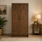 Luxury Double Door Bedroom Wardrobe - Contemporary Two Door Wardrobe Cabinet - Deluxe 2 Door Wardrobe with 2 Drawers