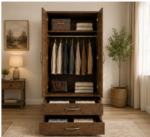 Luxury Double Door Bedroom Wardrobe - Contemporary Two Door Wardrobe Cabinet - Deluxe 2 Door Wardrobe with 2 Drawers - Image 3
