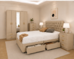 Premium Bedroom Suite with Large Wardrobe and Matching Storage Furniture in beige colors - Image 2