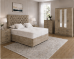 Luxury Vintage Bedroom Furniture Collection Featuring 4 Door Wardrobe, Storage Chest and Bedside Tables