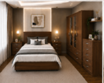 Premium walnut 4 Door Wardrobe Set with Matching Chest of Drawers and Side Tables - Image 3