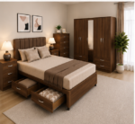 Spacious Bedroom Arrangement with Multi-Storage Design