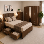 Spacious Bedroom Arrangement with Multi-Storage Design