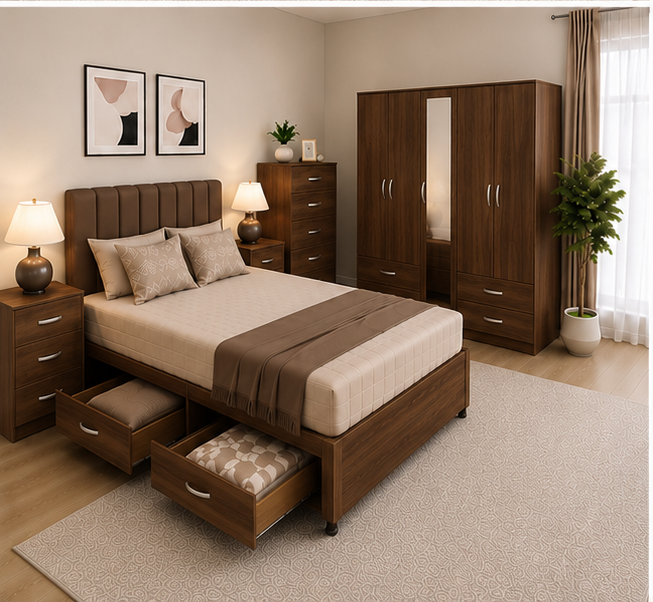 walnut_bedroom_3(1) Spacious Bedroom Arrangement with Multi-Storage Design - Image 1
