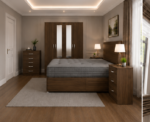 Luxury Double Divan Bed Bedroom Set with 2 Bedside Tables, 4-Door Mirrored Wardrobe & 5-Drawer Chest - Image 2