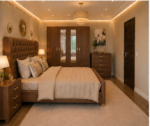 Designer Bedroom Set_ 4 Door Wardrobe, Side Tables and Drawer Chest - Image 2