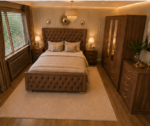 Designer Bedroom Set_ 4 Door Wardrobe, Side Tables and Drawer Chest - Image 3