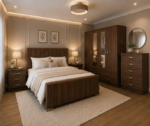 Luxury Walnut 4 Door Wardrobe Bedroom Furniture Set with Chest of Drawers & Bedside Tables - Image 5
