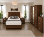 Modern Living Bedroom Collection with Bed and Storage Units