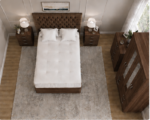 Elegant Walnut Bedroom Set Including 4 Door Mirrored Wardrobe, Chest of Drawers and Side Tables - Image 2