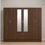 Multi-Storage 6 Door Wardrobe with 2 Mirrors and 2 Drawers - Luxury 6 Door Wardrobe with 2 Drawers and 2 Mirrors