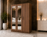 Classic Three Door Bedroom Wardrobe with Twin Mirrors - Image 2