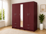 Luxury 5 Door Wardrobe with 4 Storage Drawers - 5 Door Wooden Wardrobe