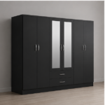 Large 6 Door Bedroom Wardrobe with 2 Mirror & 2 Drawers - 6 Door Wardrobe with 2 Mirrors & 2 Bottom Drawers - Image 2