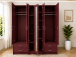 Luxury 5 Door Wardrobe with 4 Storage Drawers - 5 Door Wooden Wardrobe - Image 3