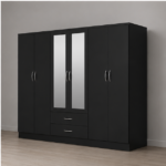 Large 6 Door Bedroom Wardrobe with 2 Mirror & 2 Drawers - 6 Door Wardrobe with 2 Mirrors & 2 Bottom Drawers - Image 3