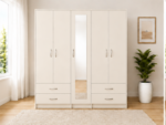 Premium Bedroom Wardrobe Cabinet with Full Length Mirror, 5 Door Wooden Wardrobe - Image 2