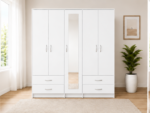 Premium Storage 5 Door Wardrobe with Full Mirror & 4 Drawers - Image 2