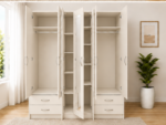 Premium Bedroom Wardrobe Cabinet with Full Length Mirror, 5 Door Wooden Wardrobe - Image 3