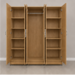 Elegant 6 Door Mirror Oak Color Wardrobe - Modern 6 Door Wardrobe - Image 3