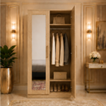 Modern OAK 2 Door Wardrobe with Dual Full-Length Mirrors - Two Door Wardrobe with 2 Mirrors & 3 Drawers - Image 5