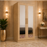 Modern OAK 2 Door Wardrobe with Dual Full-Length Mirrors - Two Door Wardrobe with 2 Mirrors & 3 Drawers - Image 2