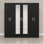 6 Door Wardrobe with Full Mirror Doors - 6 Door Wardrobe with 2 Mirrors & 2 Bottom Drawers