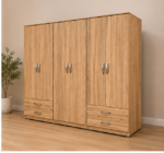 Luxury Storage Solution - 6 Door Wardrobe & 4 Drawers - Elegant 6 Door Wooden Wardrobe