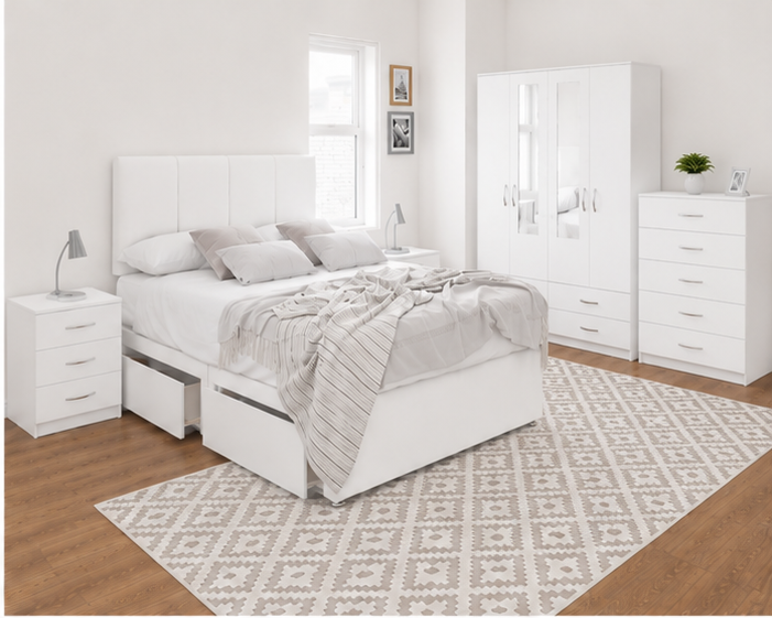 white_angle_2 Classic Bedroom Furniture Set - Modern Bedroom Comfort Collection - Image 1