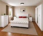 Elegant Sleigh Storage Bedroom Set  - Deluxe Sleigh Bed & Mirror Wardrobe - Modern Sleigh Bed Furniture Collection - Image 3