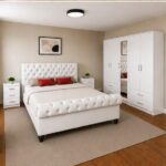 Elegant Sleigh Storage Bedroom Set  - Deluxe Sleigh Bed & Mirror Wardrobe - Modern Sleigh Bed Furniture Collection