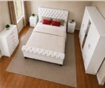 Elegant Sleigh Storage Bedroom Set  - Deluxe Sleigh Bed & Mirror Wardrobe - Modern Sleigh Bed Furniture Collection - Image 2