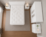 Premium Bedroom Suite with 4-Door Mirror Wardrobe & Chest in White colors - Image 5